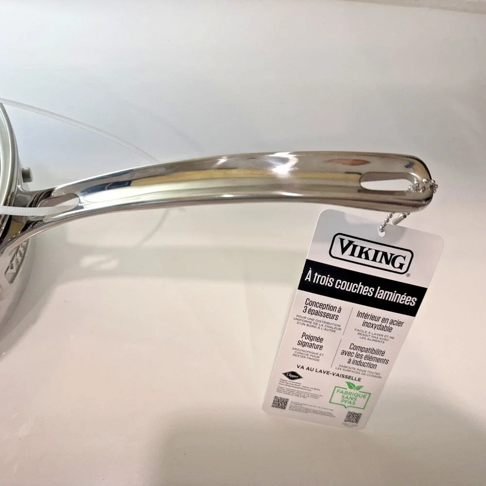 VIKING 3 Ply Stainless Steel Saucepan 2.25 Qt NEW Glass Lid Vent Inudction